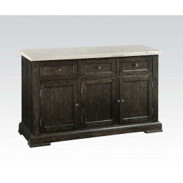 Acme Nolan Server in White Marble/Weathered Black 72847 - ATL FURNITURE