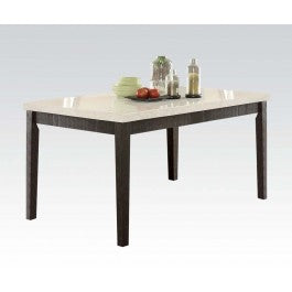 Acme Nolan Rectangular Dining Table in White Marble/Weathered Black 72850 - ATL FURNITURE