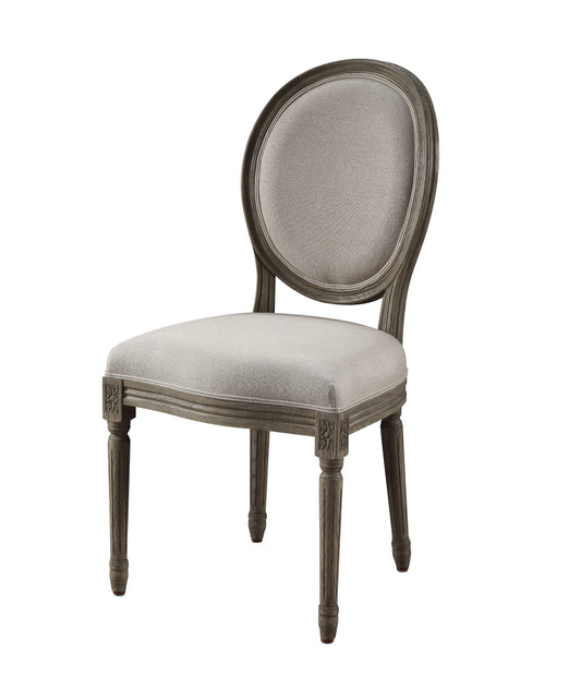 Ruby Linen & Rustic Gray Oak Side Chair - ATL FURNITURE