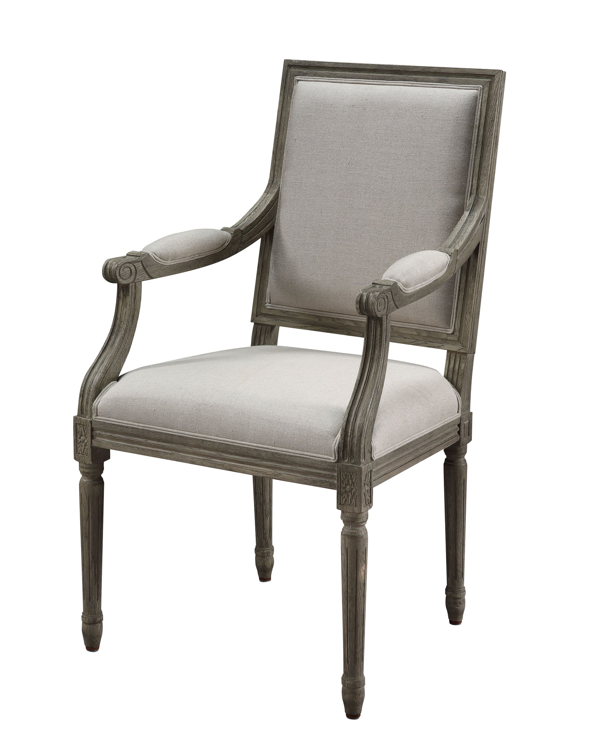 Ruby Linen & Rustic Gray Oak Arm Chair (1Pc) - ATL FURNITURE