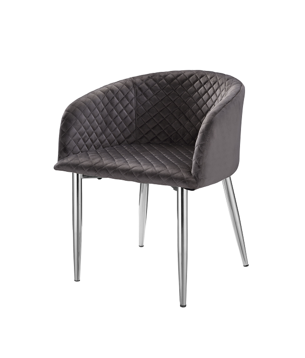 Hawkins Gray Velvet & Nickel Arm Chair - ATL FURNITURE