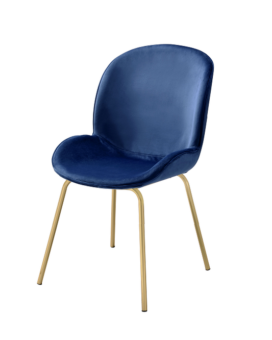 Chuchip Blue Velvet & Gold Side Chair - ATL FURNITURE