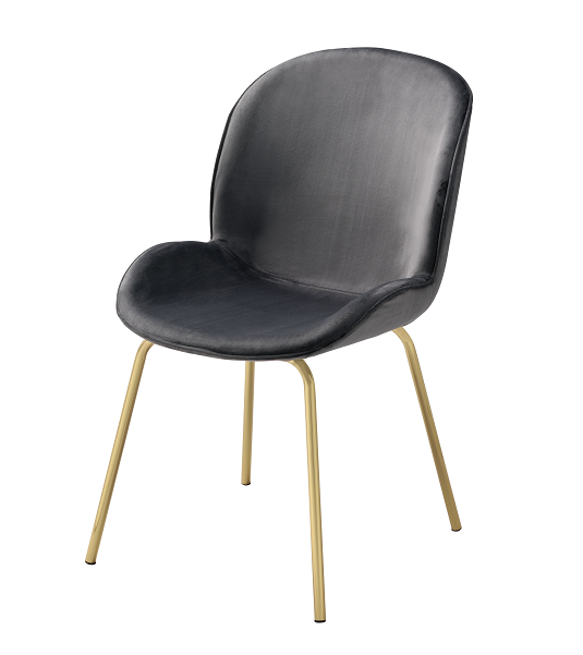 Chuchip Gray Velvet & Gold Side Chair - ATL FURNITURE