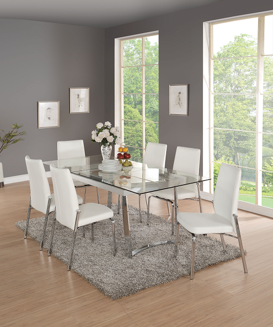 Osias Chrome & Clear Glass Dining Table - ATL FURNITURE