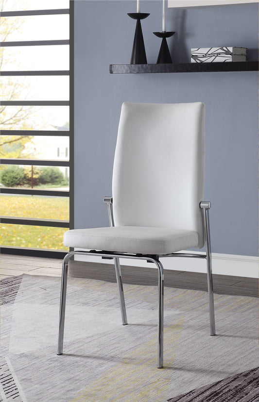 Osias White PU & Chrome Side Chair - ATL FURNITURE