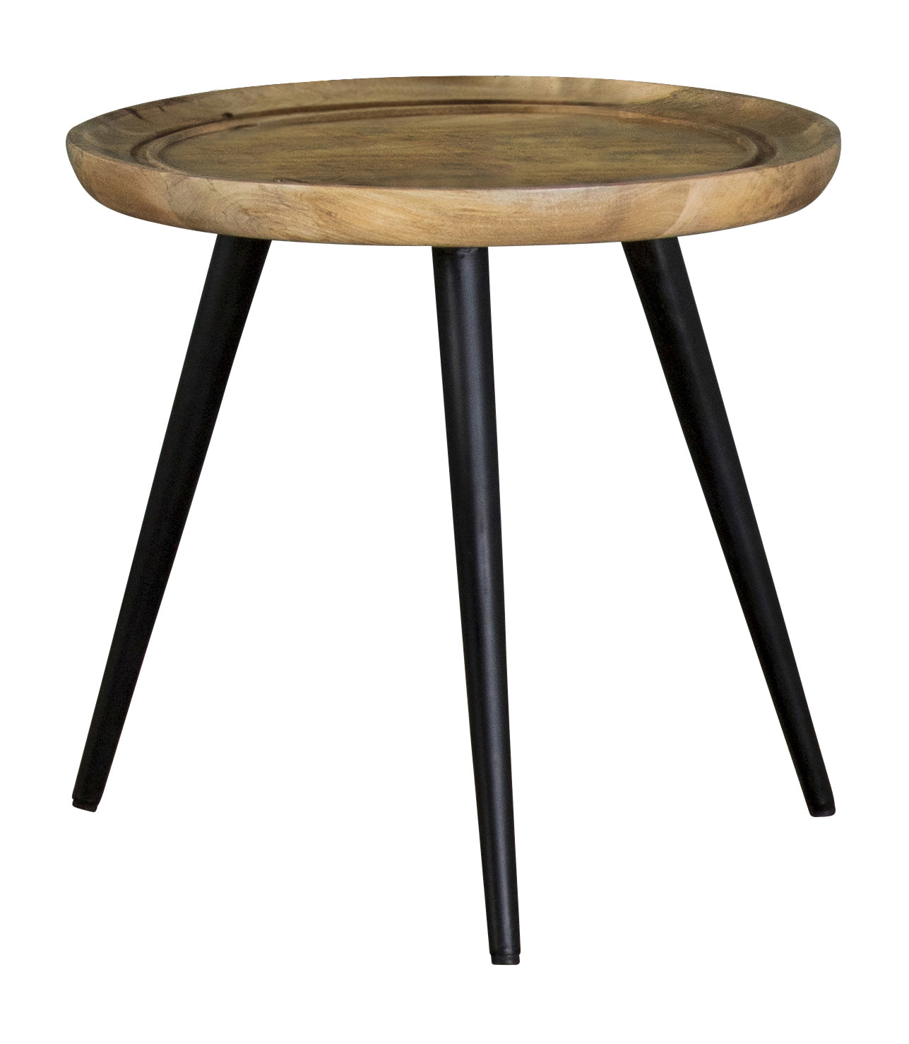 Zoe Round Mango Wood Side End Table Natural and Black