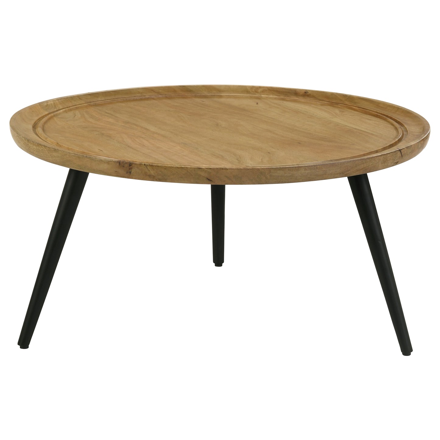 Zoe Round Mango Wood Coffee Table Natural and Black