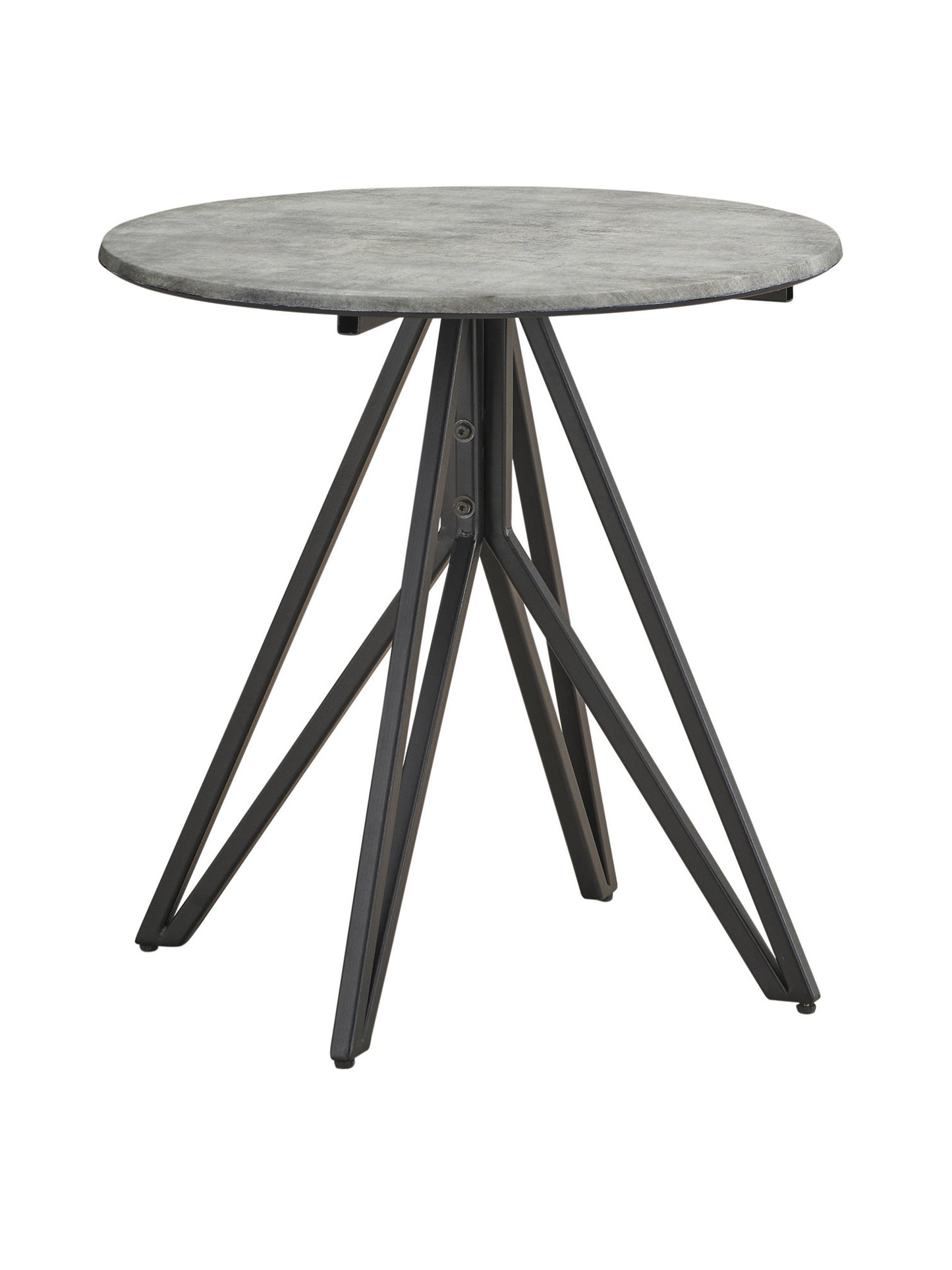 Hadi Round SmartTop Side End Table Cement and Gunmetal