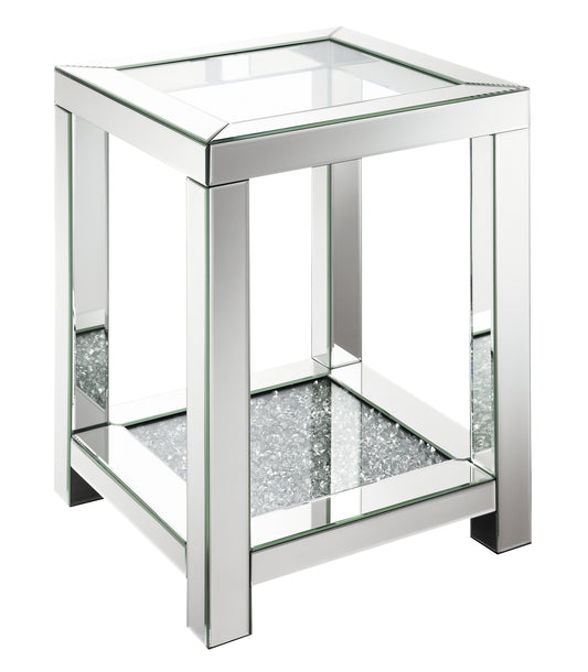 Valentina 1-shelf Square Glass Top Side End Table Silver