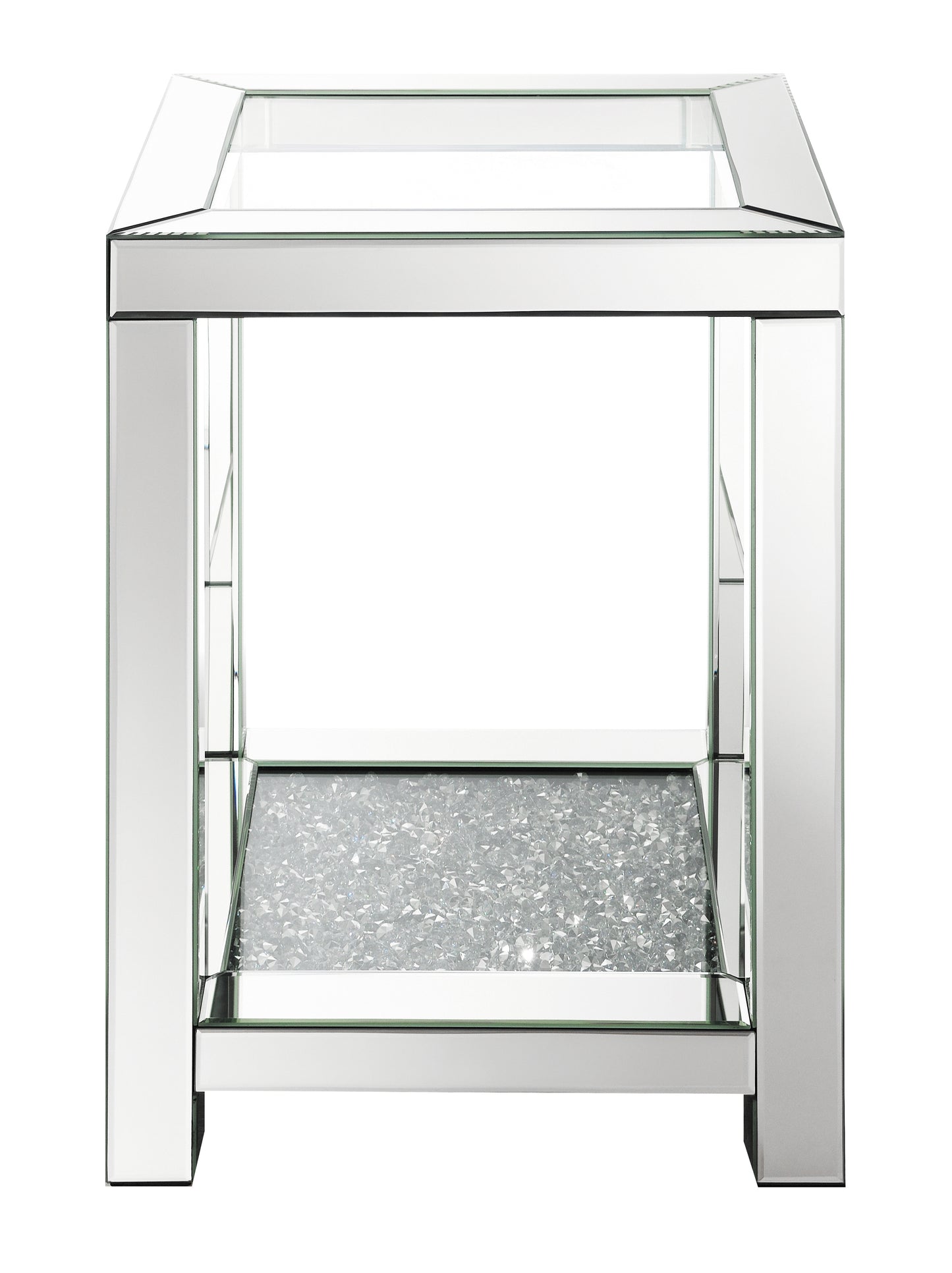 Valentina 1-shelf Square Glass Top Side End Table Silver