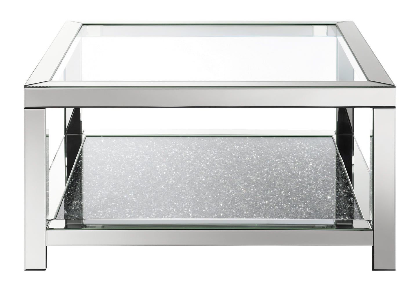 Valentina 1-shelf Square Glass Top Coffee Table Silver