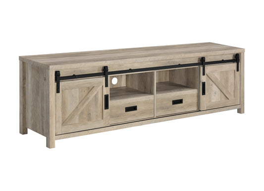 Madra 2-door Engineered Wood 79" TV Stand Distressed Pine