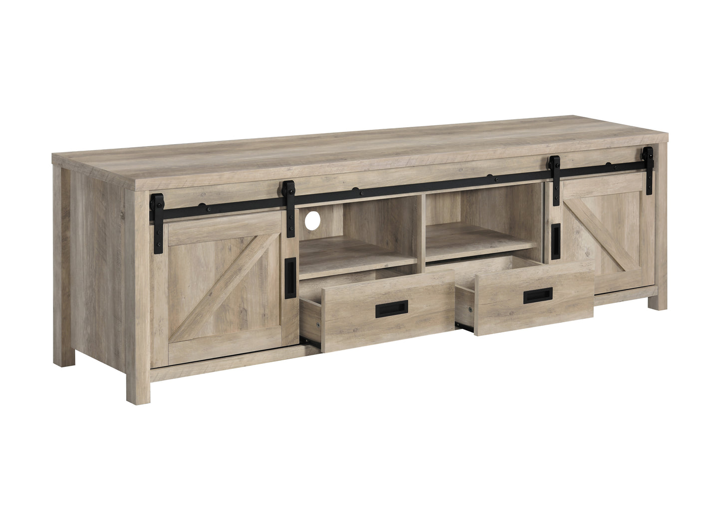 Madra 2-door Engineered Wood 79" TV Stand Distressed Pine