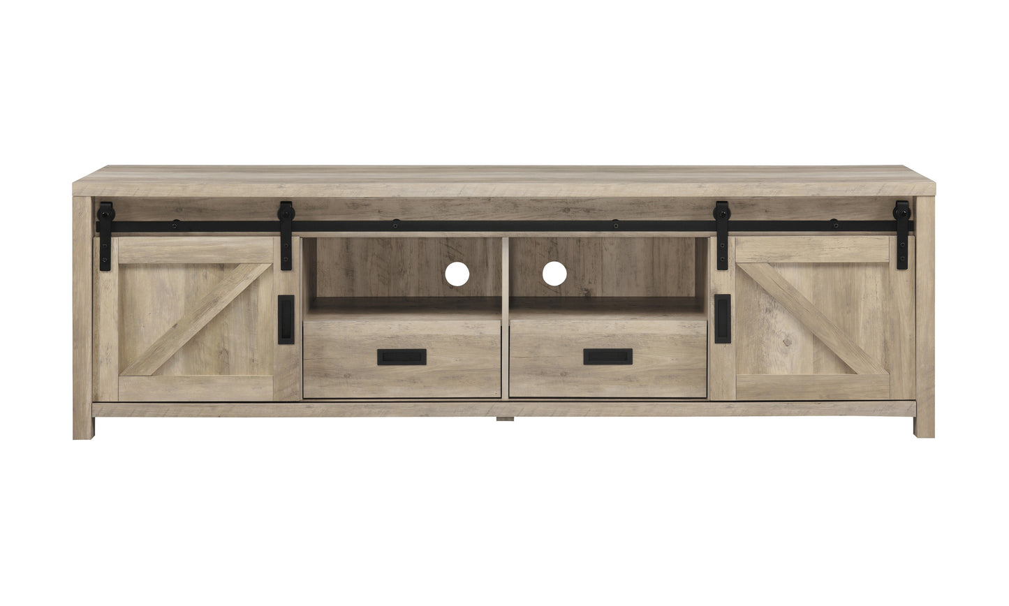 Madra 2-door Engineered Wood 79" TV Stand Distressed Pine