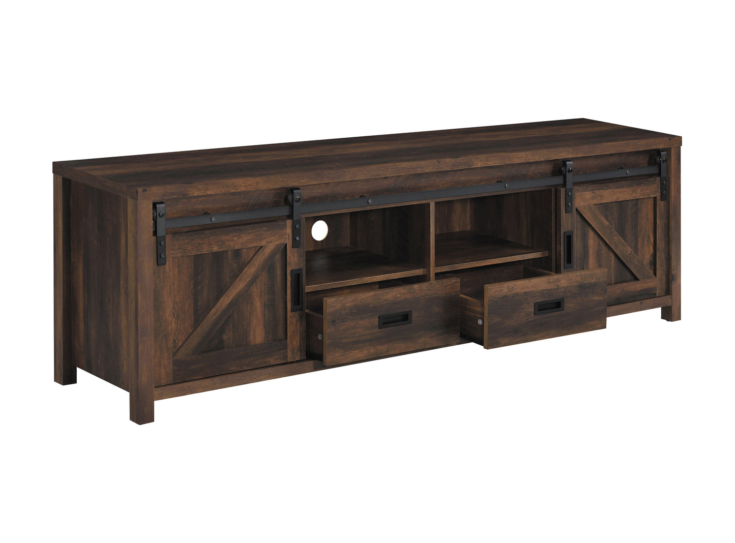 Madra 2-door Engineered Wood 79" TV Stand Dark Pine