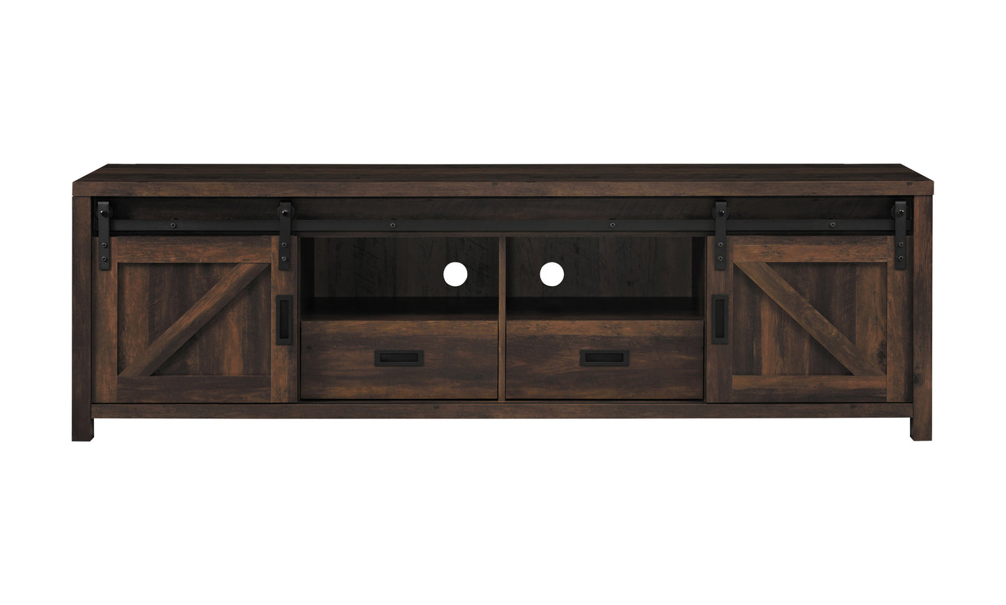 Madra 2-door Engineered Wood 79" TV Stand Dark Pine