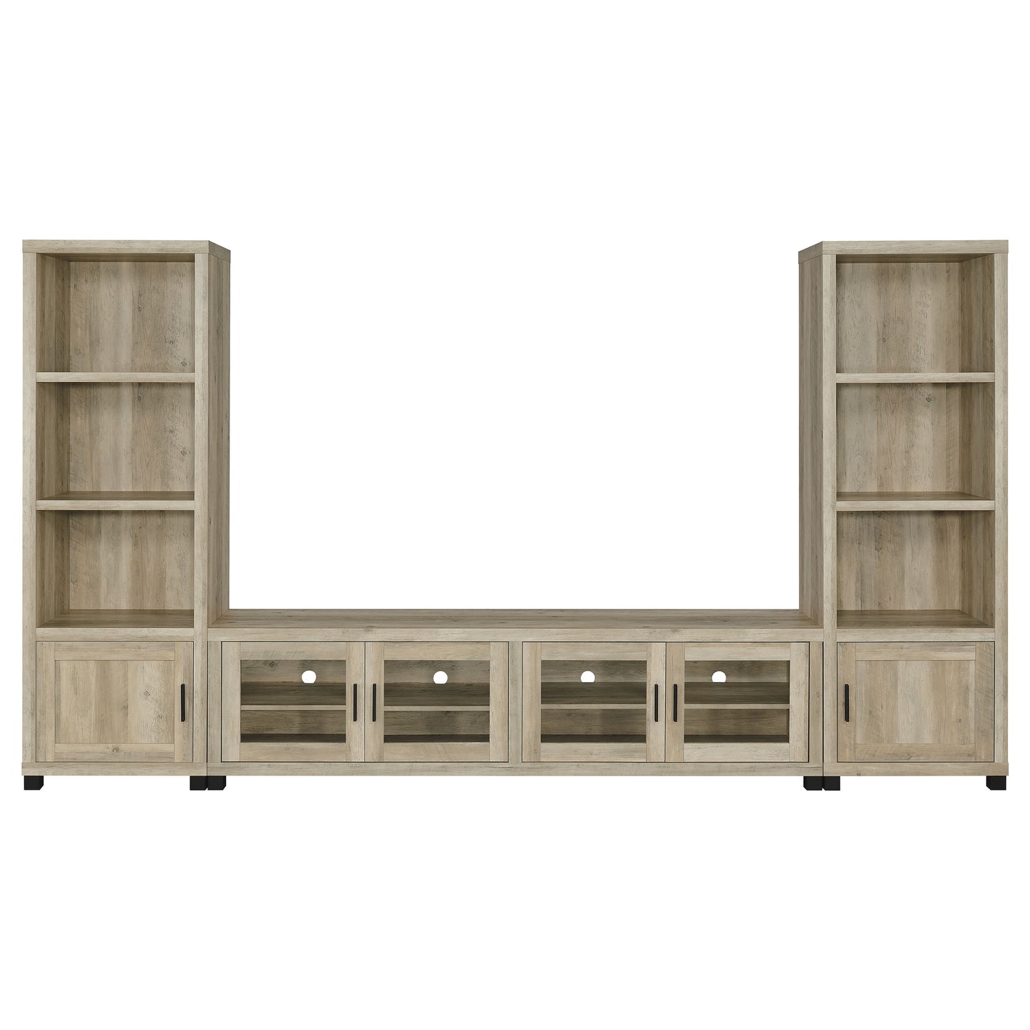 Sachin 4-door Engineered Wood 79" TV Stand Distressed Pine