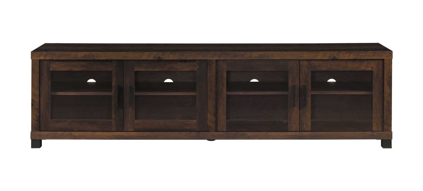 Sachin 4-door Engineered Wood 79" TV Stand Dark Pine