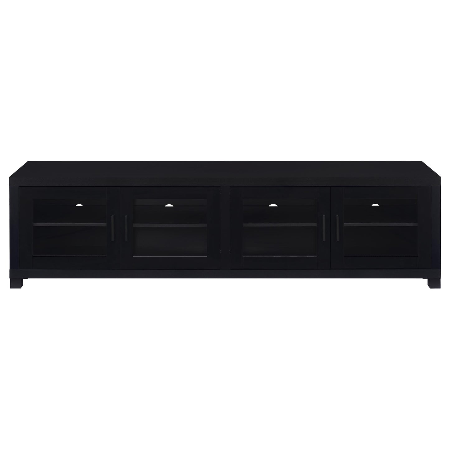 Jupiter 4-door 79" TV Stand Media Console with Framed Glass Panels Black