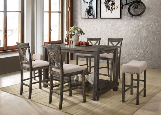 Martha II Weathered Gray Counter Height Table - ATL FURNITURE