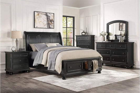 Homelegance - Laurelin 5 Piece Eastern King Platform With Storage Bedroom Set In Black - 1714Kbk-1Ek-5Set - ATL FURNITURE