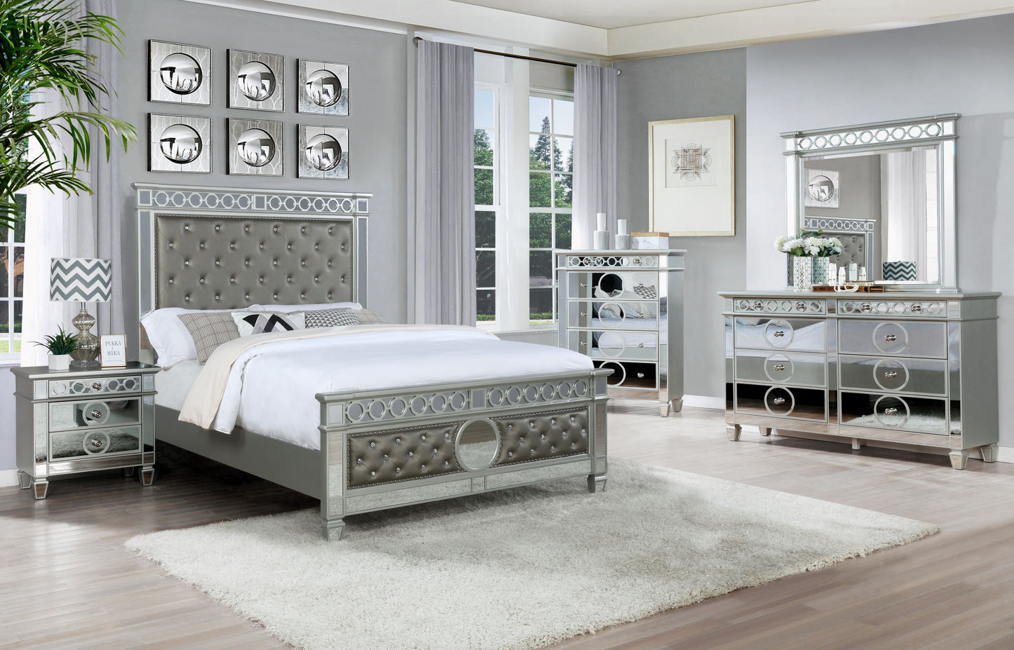 Silver Bedroom Group w/ Grey PU - ATL FURNITURE
