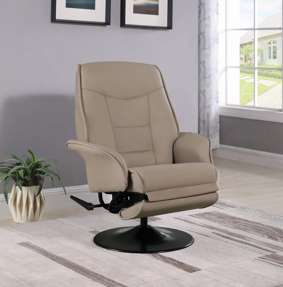 Berri Contemporary Beige Swivel Recliner - ATL FURNITURE