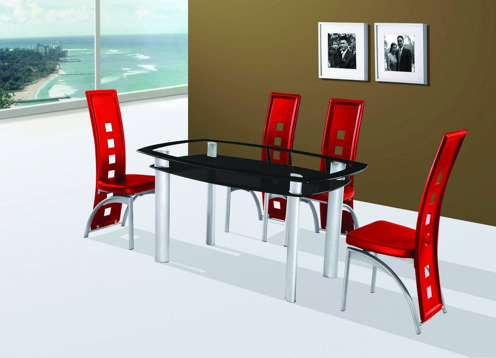 Metro Dining Table Set ; Red - ATL FURNITURE