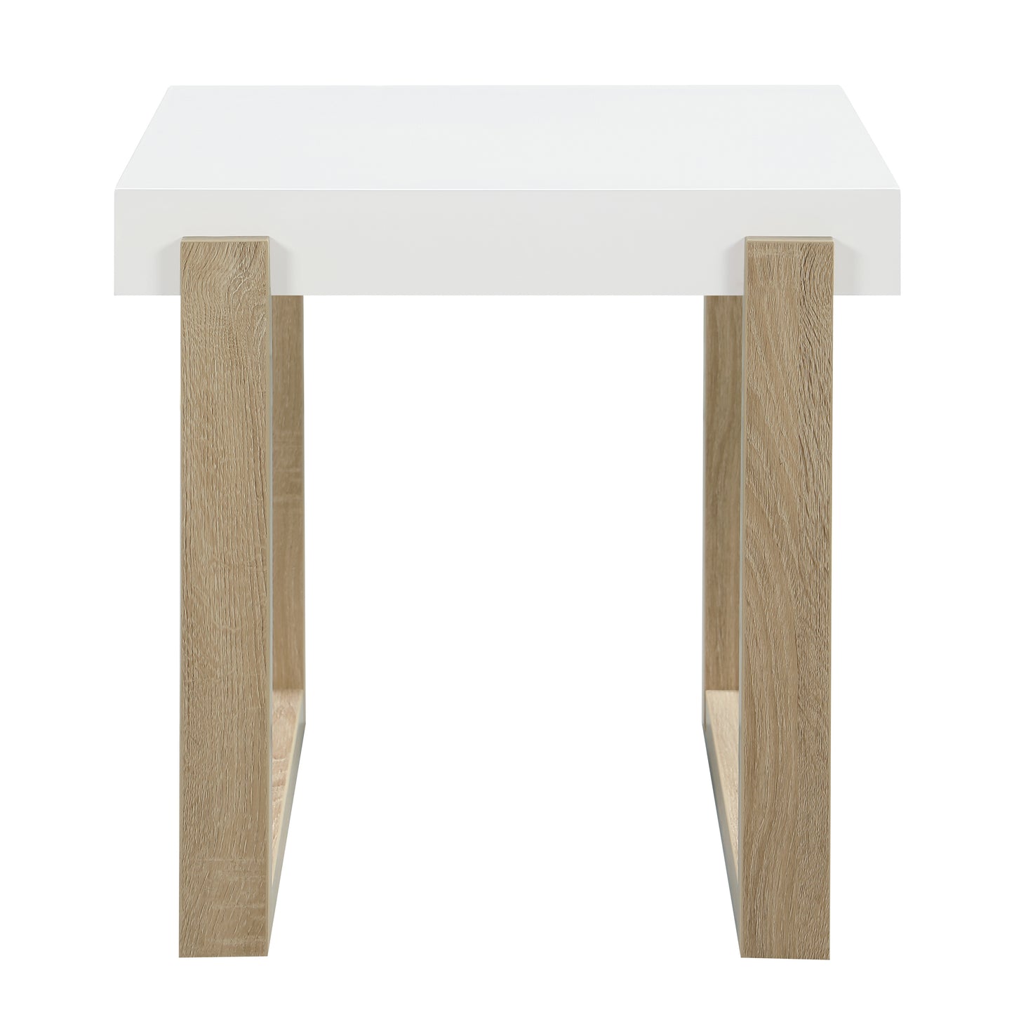 Pala Rectangular End Table White High Gloss and Natural