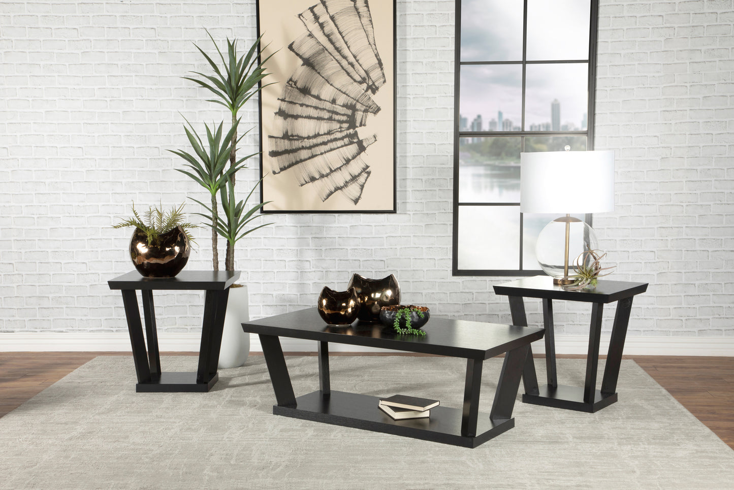 Aminta 3-piece Coffee and End Table Set Black