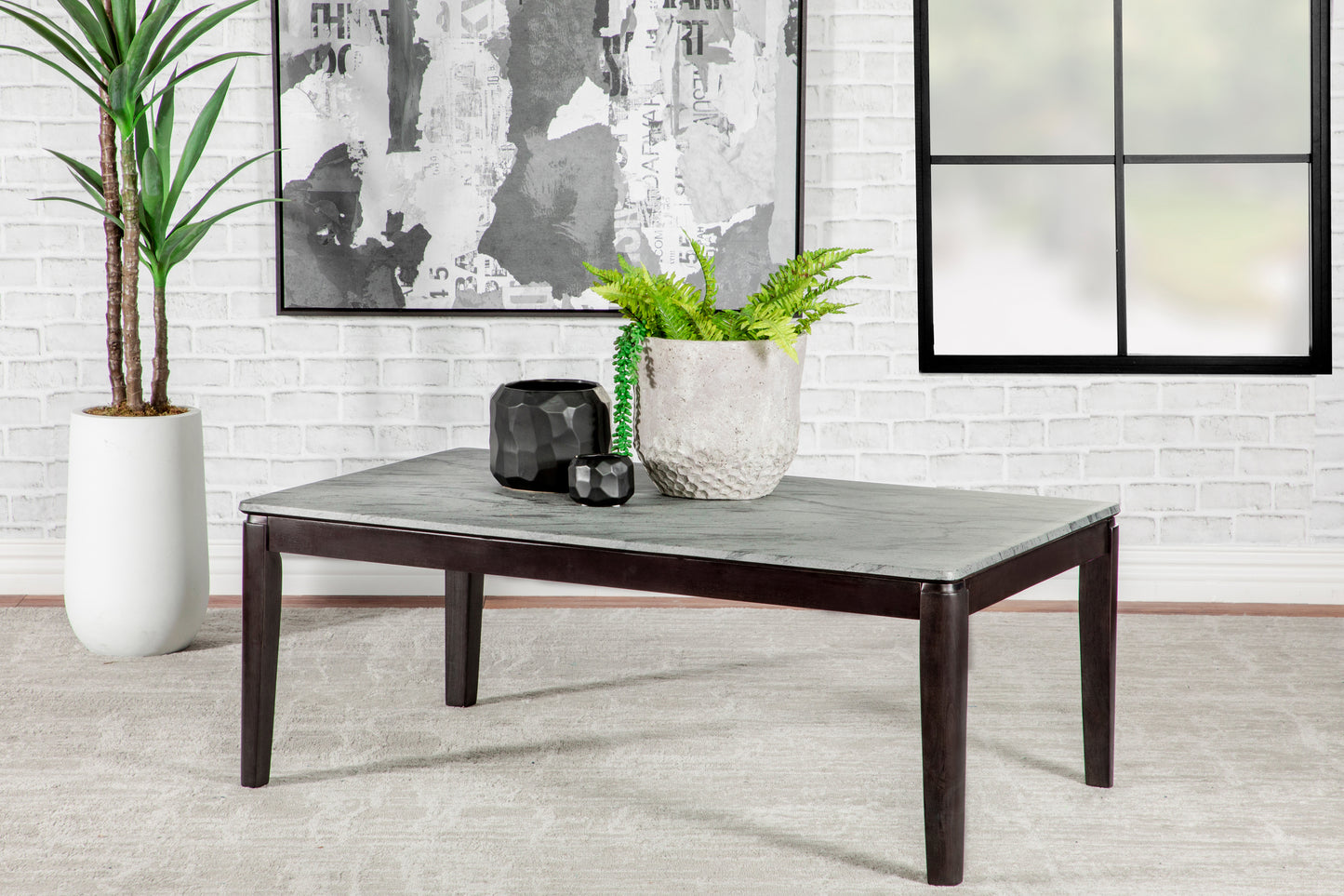 Mozzi Rectangular Faux Marble Coffee Table Grey and Black