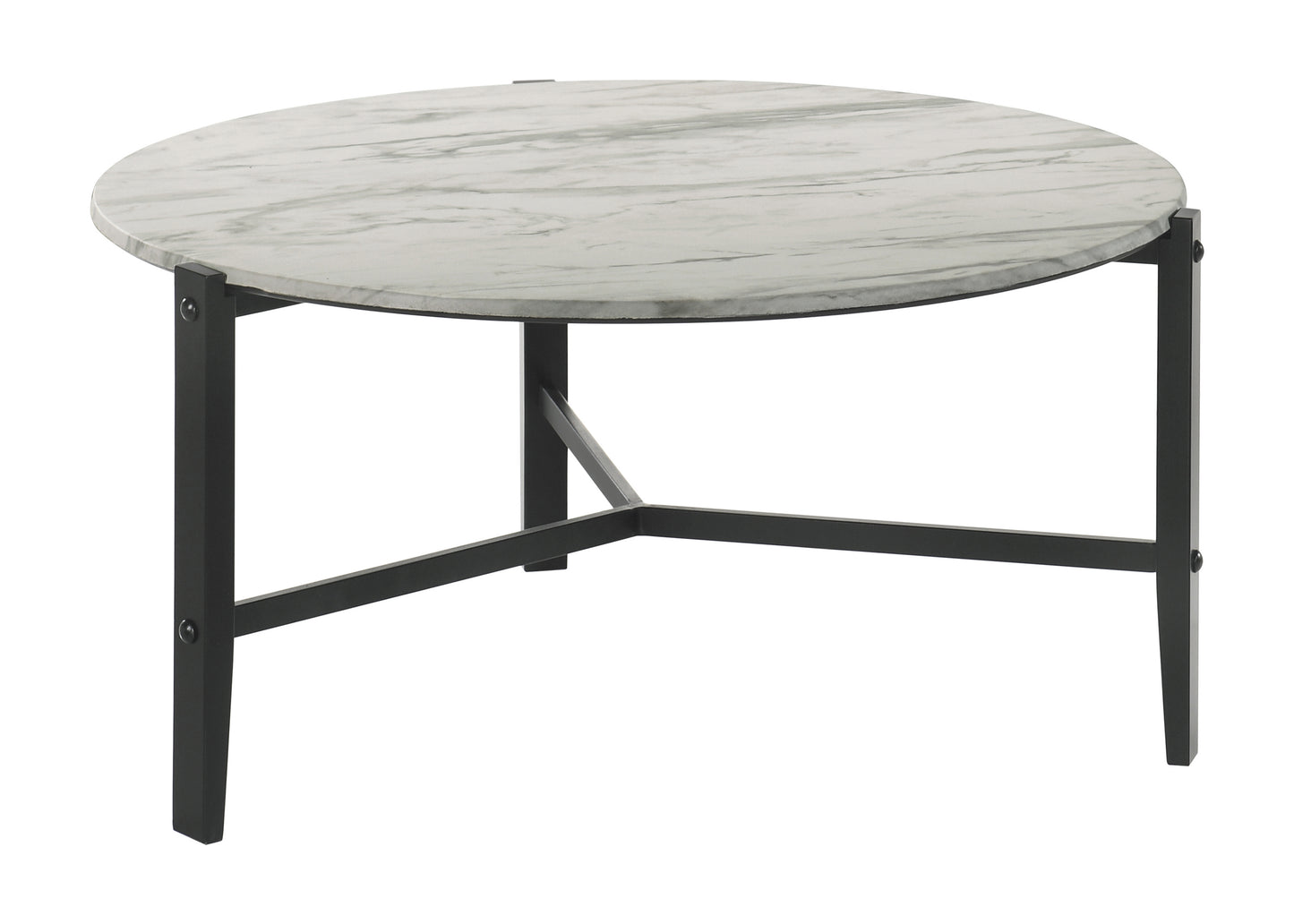 Tandi Round Faux Marble Coffee Table White and Black