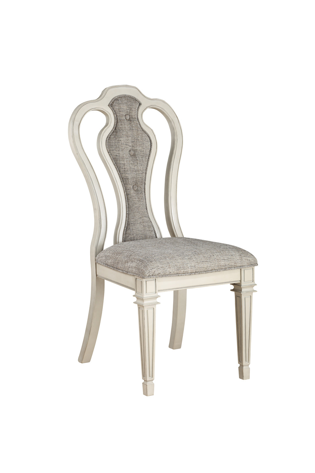 Kayley Linen & Antique White Side Chair - ATL FURNITURE