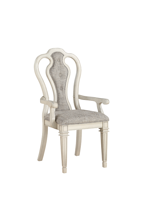 Kayley Linen & Antique White Arm Chair - ATL FURNITURE