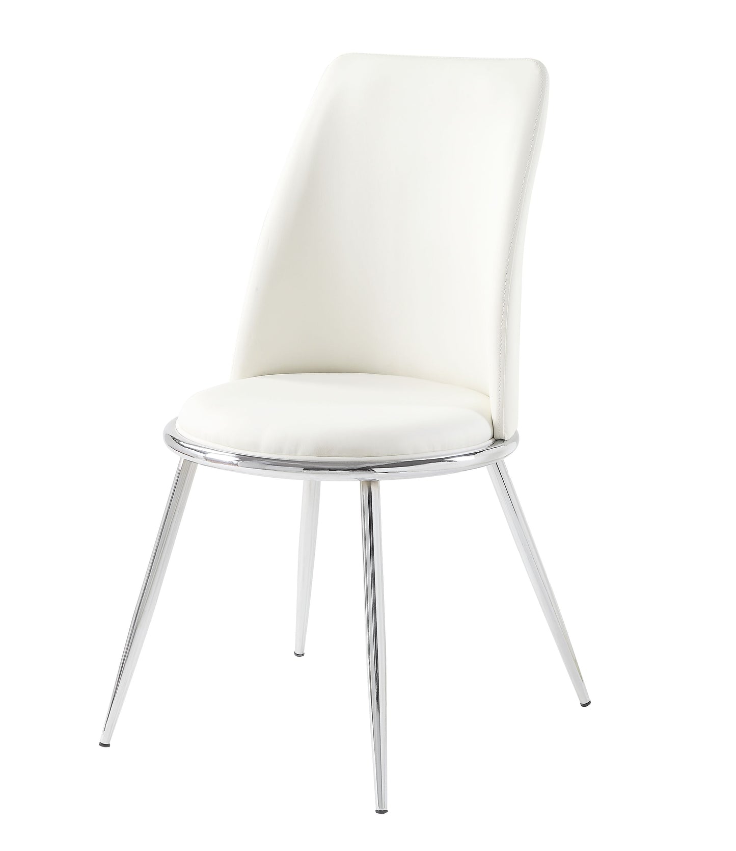 Weizor White PU & Chrome Side Chair - ATL FURNITURE