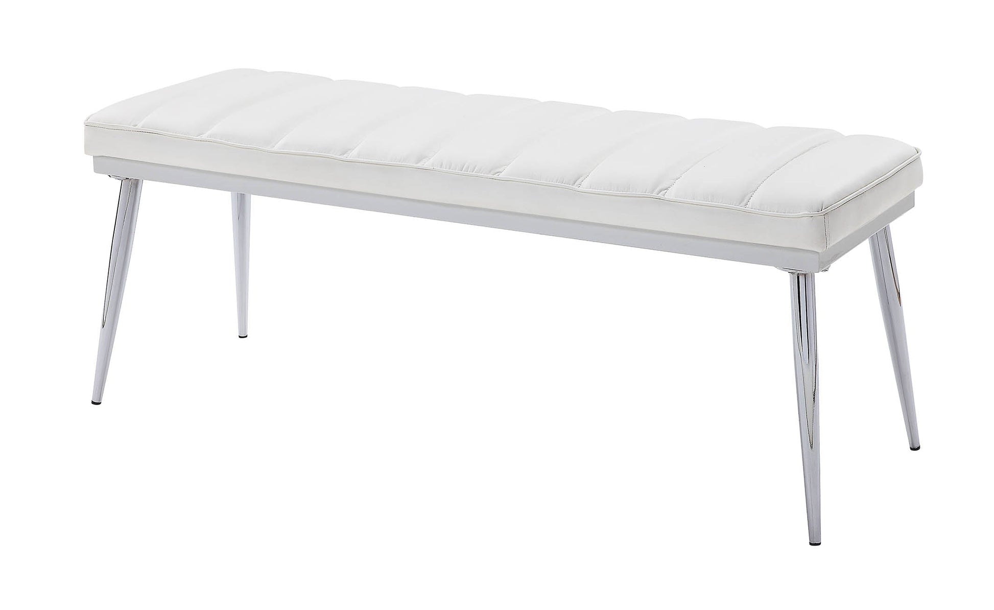 Weizor White PU & Chrome Bench - ATL FURNITURE