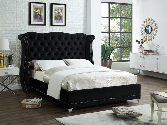 Black Upholstered Queen Bed - ATL FURNITURE