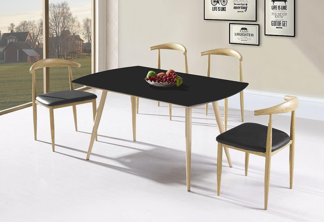 Metal Base Dining Table & 4 Chairs - ATL FURNITURE