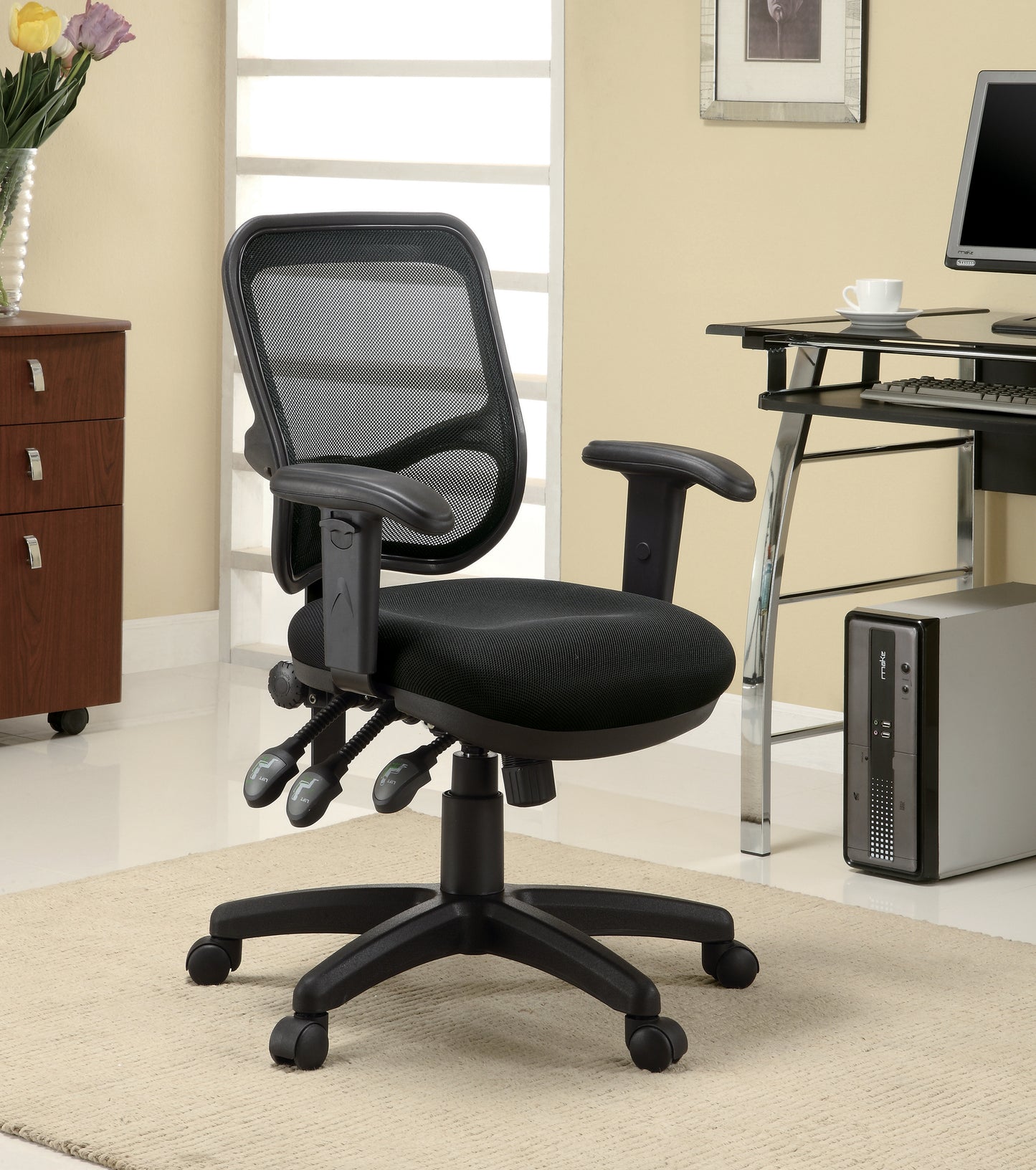 Rollo Upholstered Adjustable Ergonomic Office Chair Black