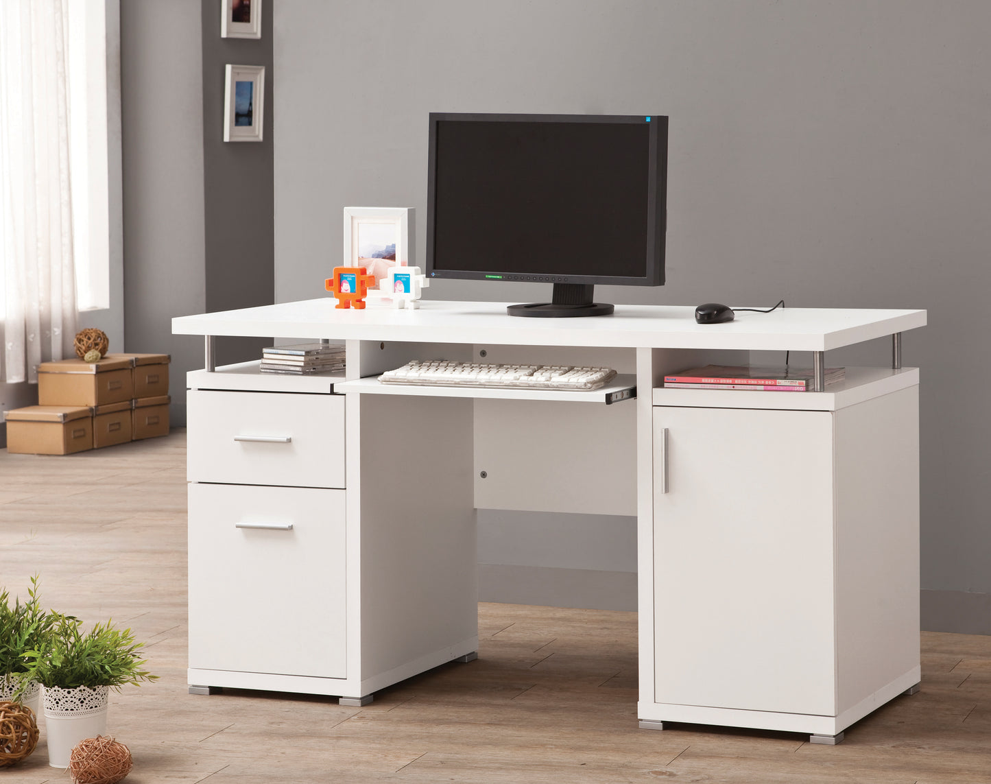 Tracy 55-inch 2-drawer Office Computer Desk White