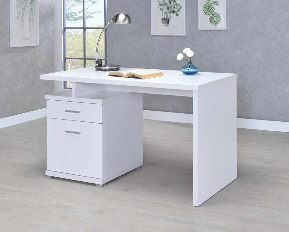 G800110 Contemporary White Executive Desk - ATL FURNITURE