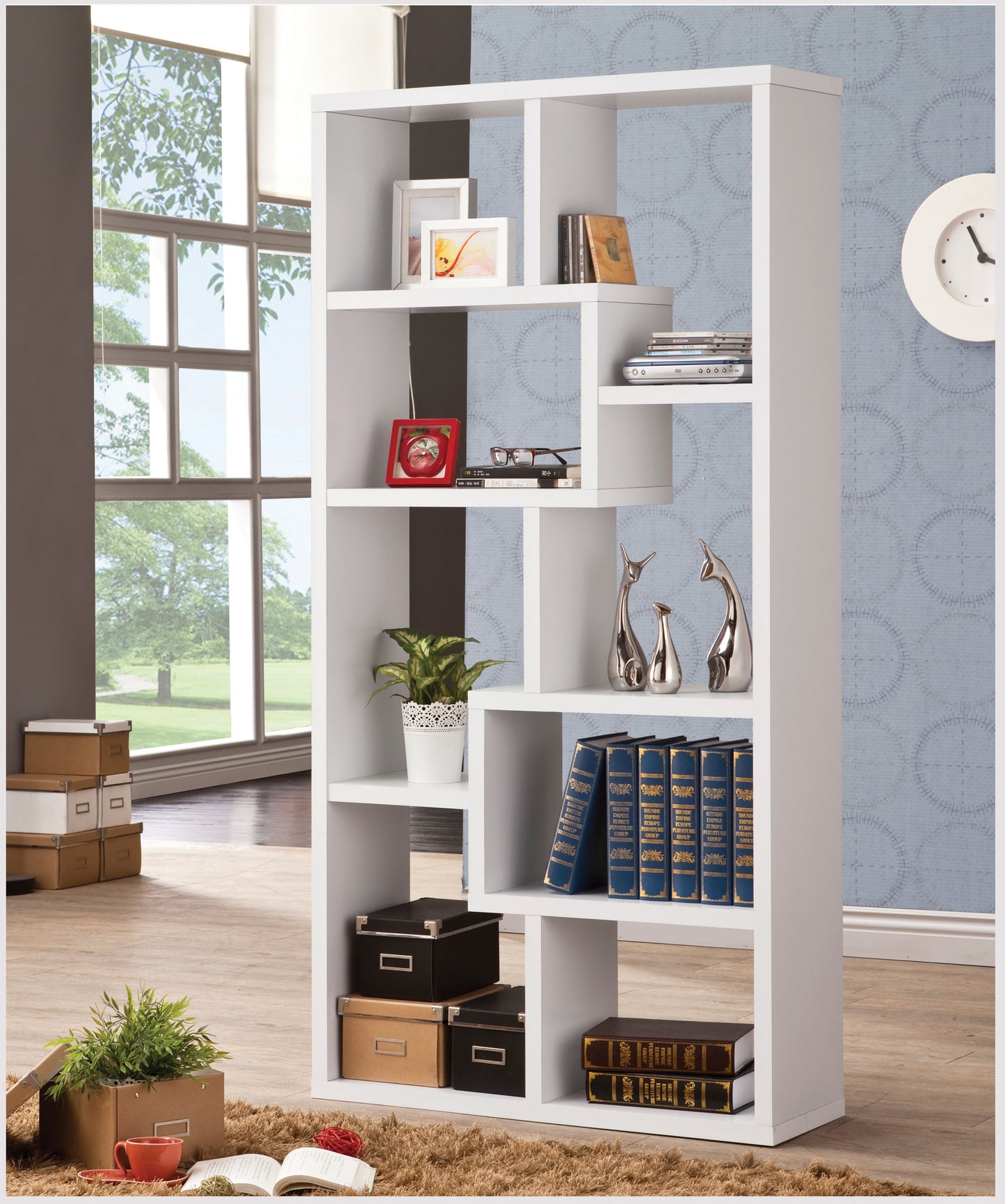 Theo 71-inch 6-shelf Bookshelf White