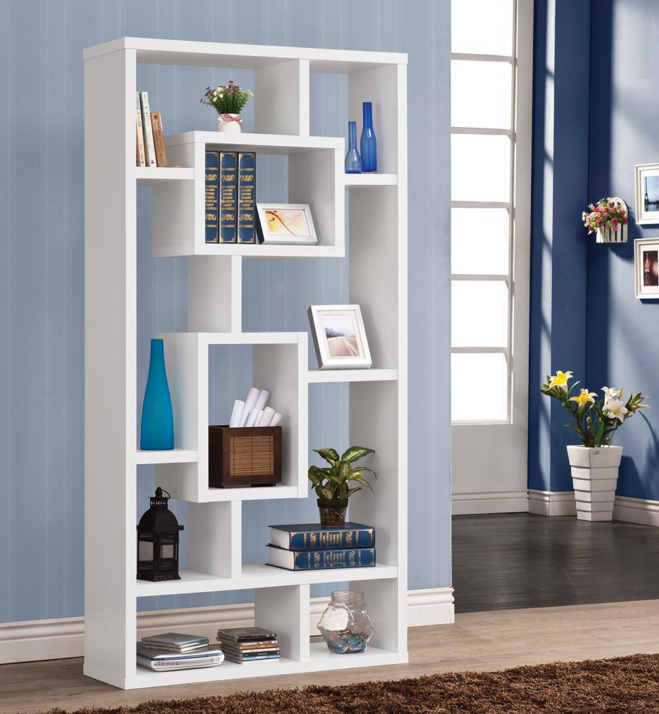 Geometric Cube White Bookcase - ATL FURNITURE