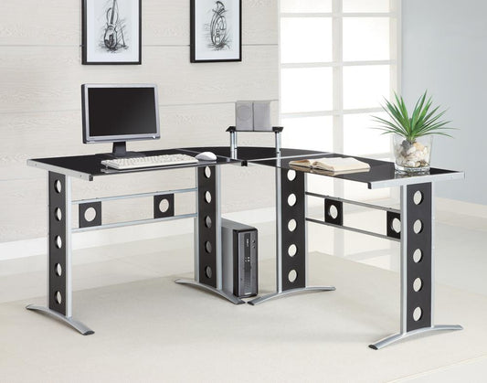 G800228 Casual Black and Silver Computer Desk - ATL FURNITURE