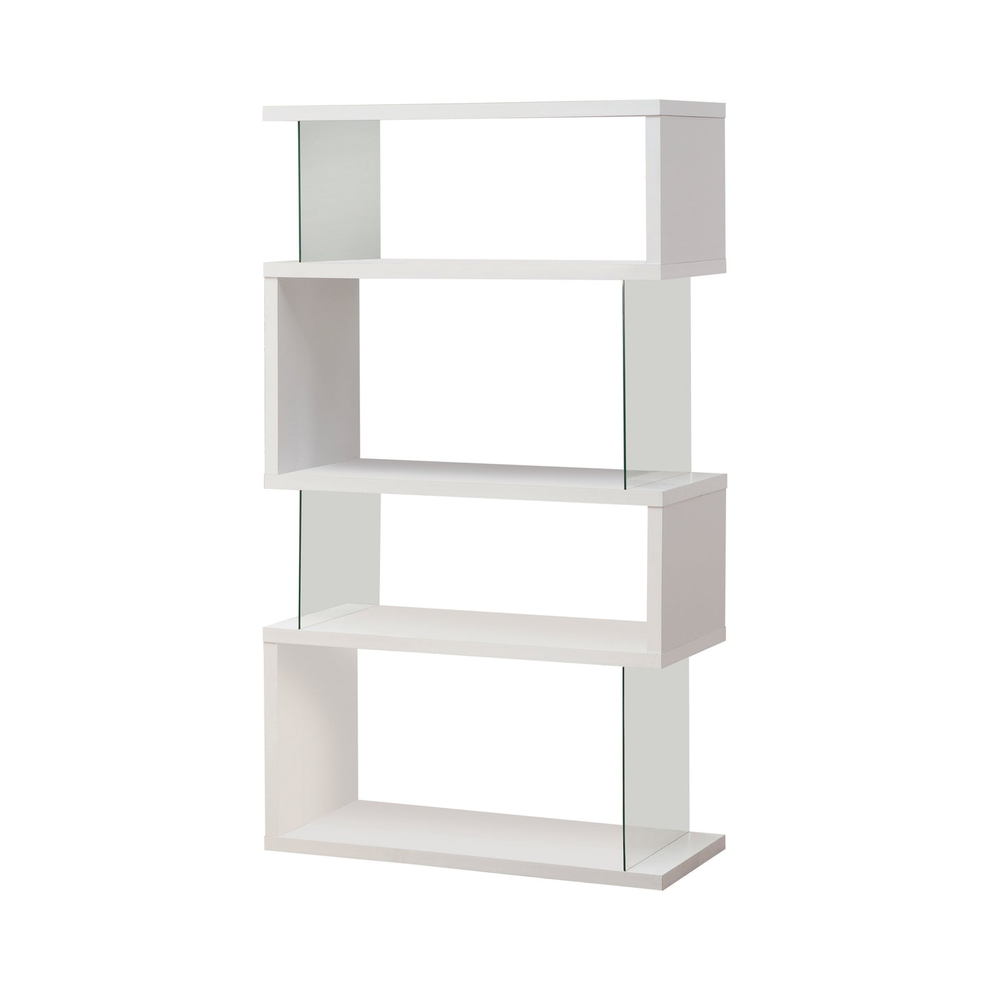 Emelle 63-inch 4-shelf Glass Panel Bookshelf White