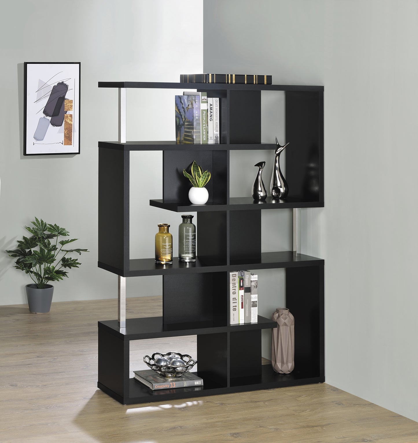 Hoover 63-inch 5-shelf Bookshelf Black