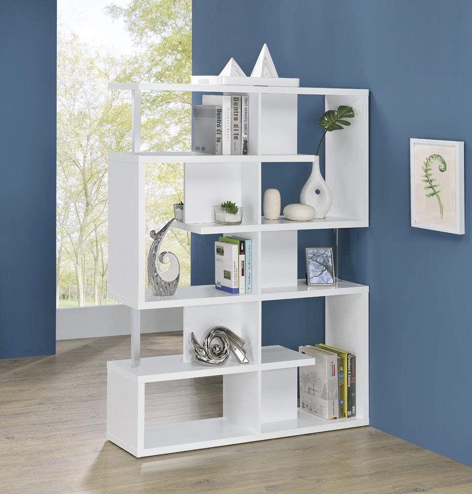 Transitional White Bookcase - ATL FURNITURE