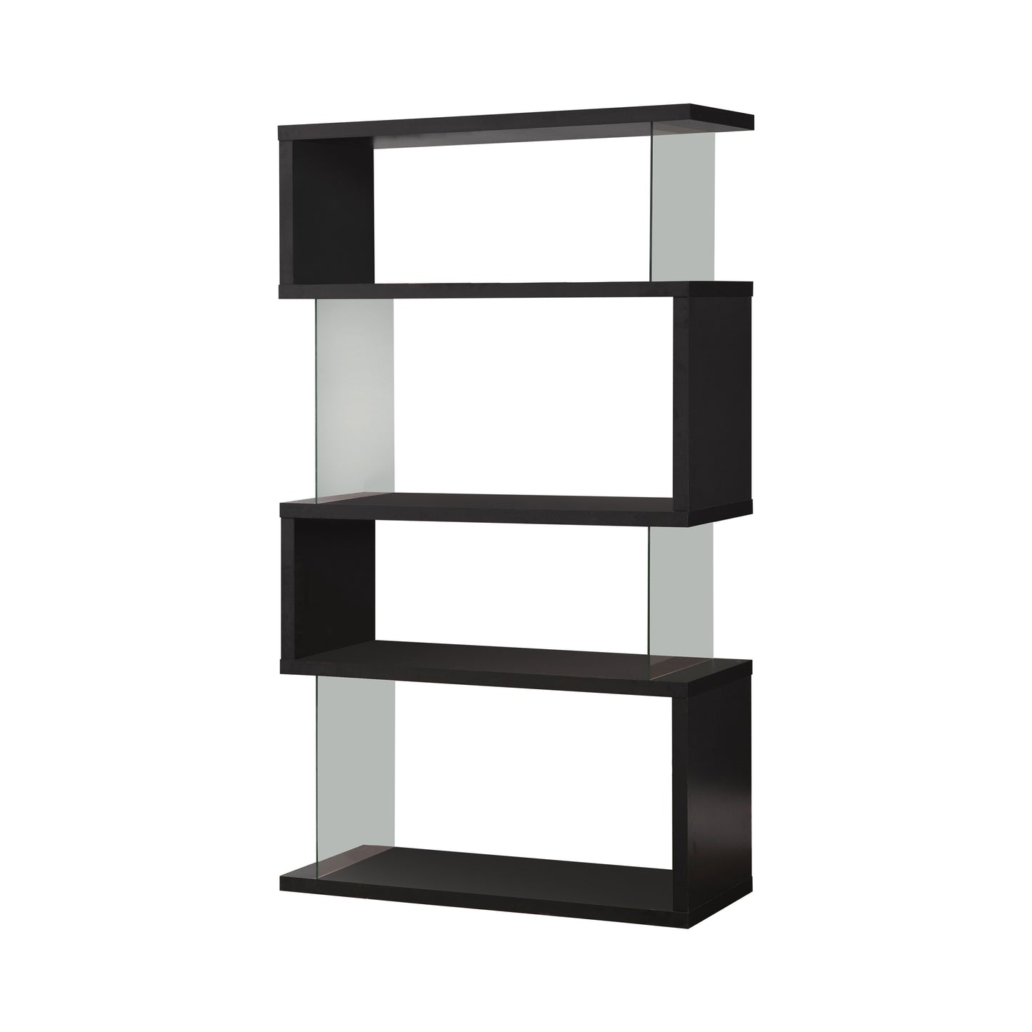 Emelle 63-inch 4-shelf Glass Panel Bookshelf Black