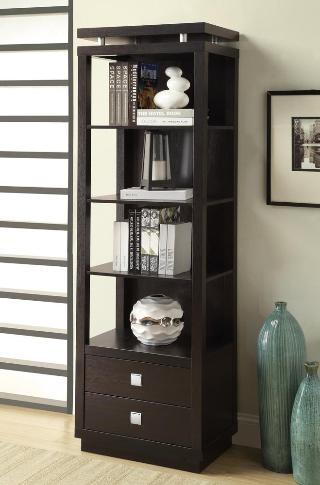 G700696 Contemporary Cappuccino Bookcase - ATL FURNITURE