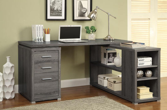 Yvette Weathered Grey Executive Desk - ATL FURNITURE